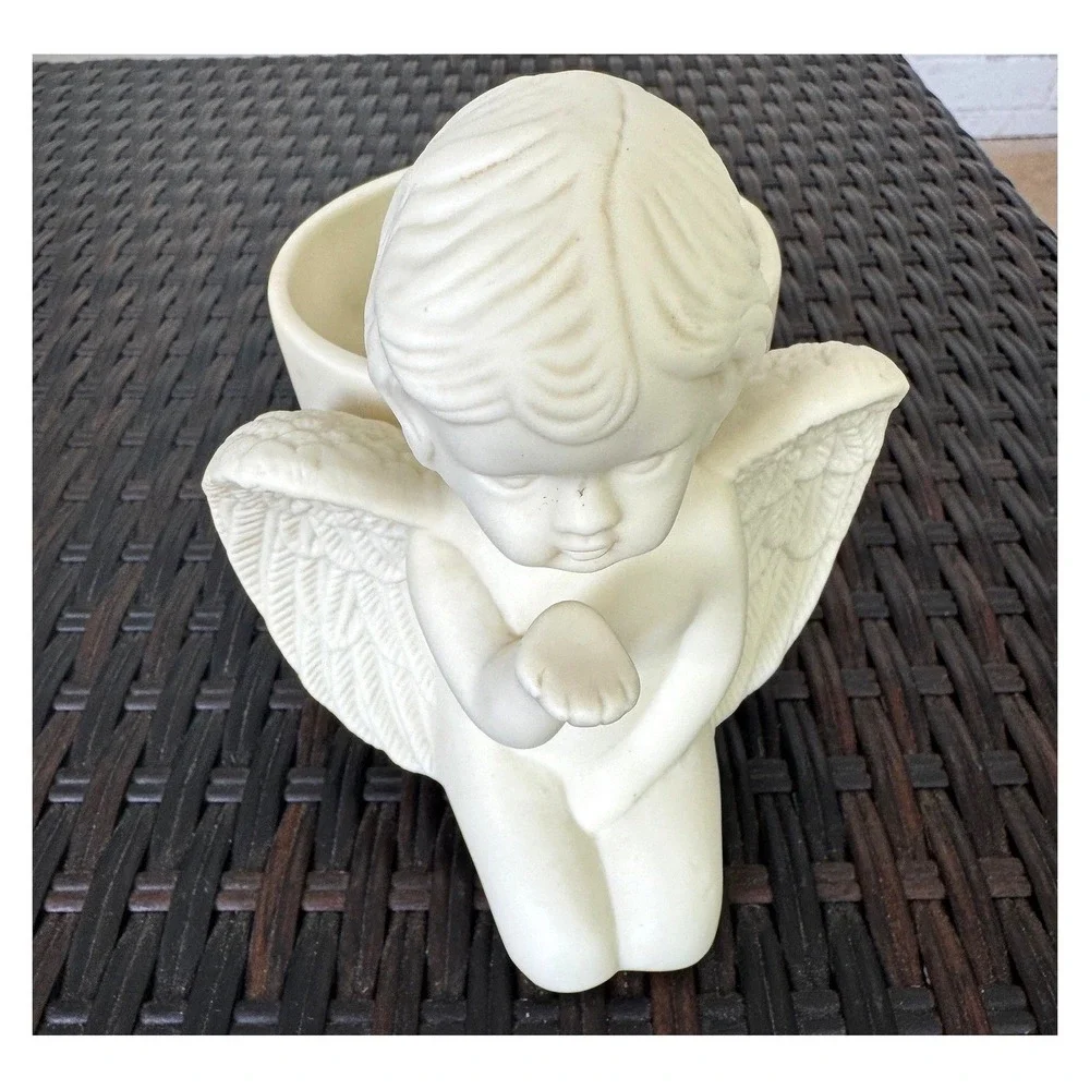 VTG Bloom-Rite Ceramic Cherub Planter + 3 Piece Cottagecore Planter Shelf Decor